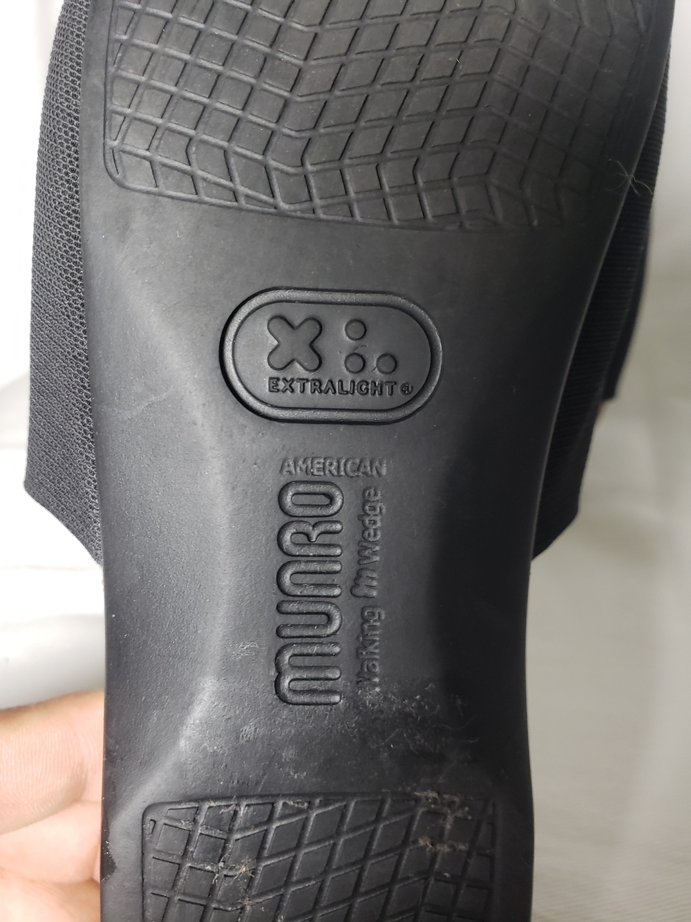 MUNRO Black Leather Strappy Elastic Comfort Low Wedge Sandals Women's Size 6 M - Picture 10 of 11